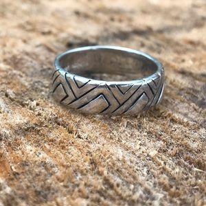 Geometric Tribal Sterling Silver Men’s Ring